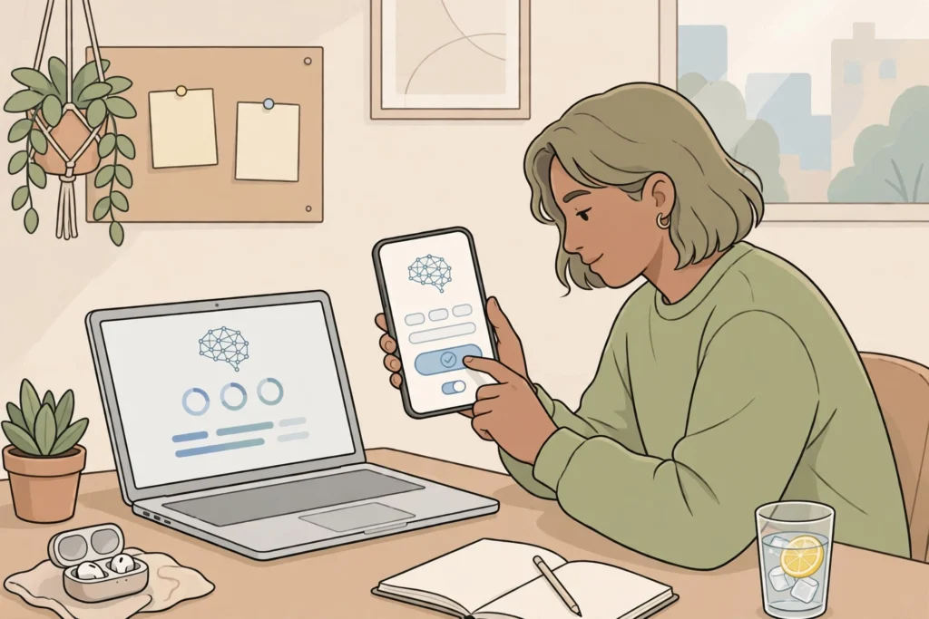 A person signing up for an AI app on a phone.