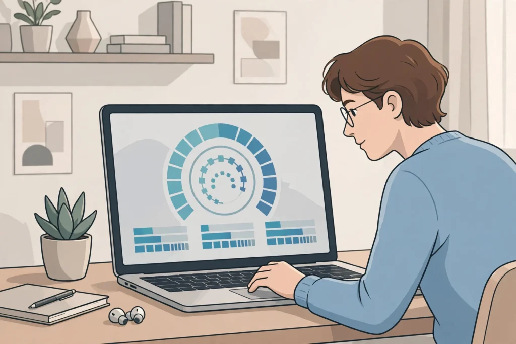 A token usage meter on a laptop screen.